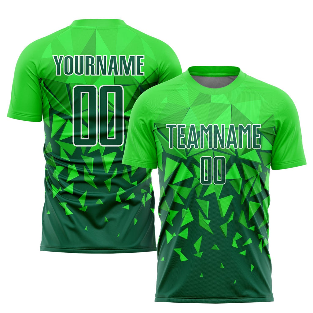 Custom Green Grass Green-White Sublimation Soccer Uniform Jersey photo 1