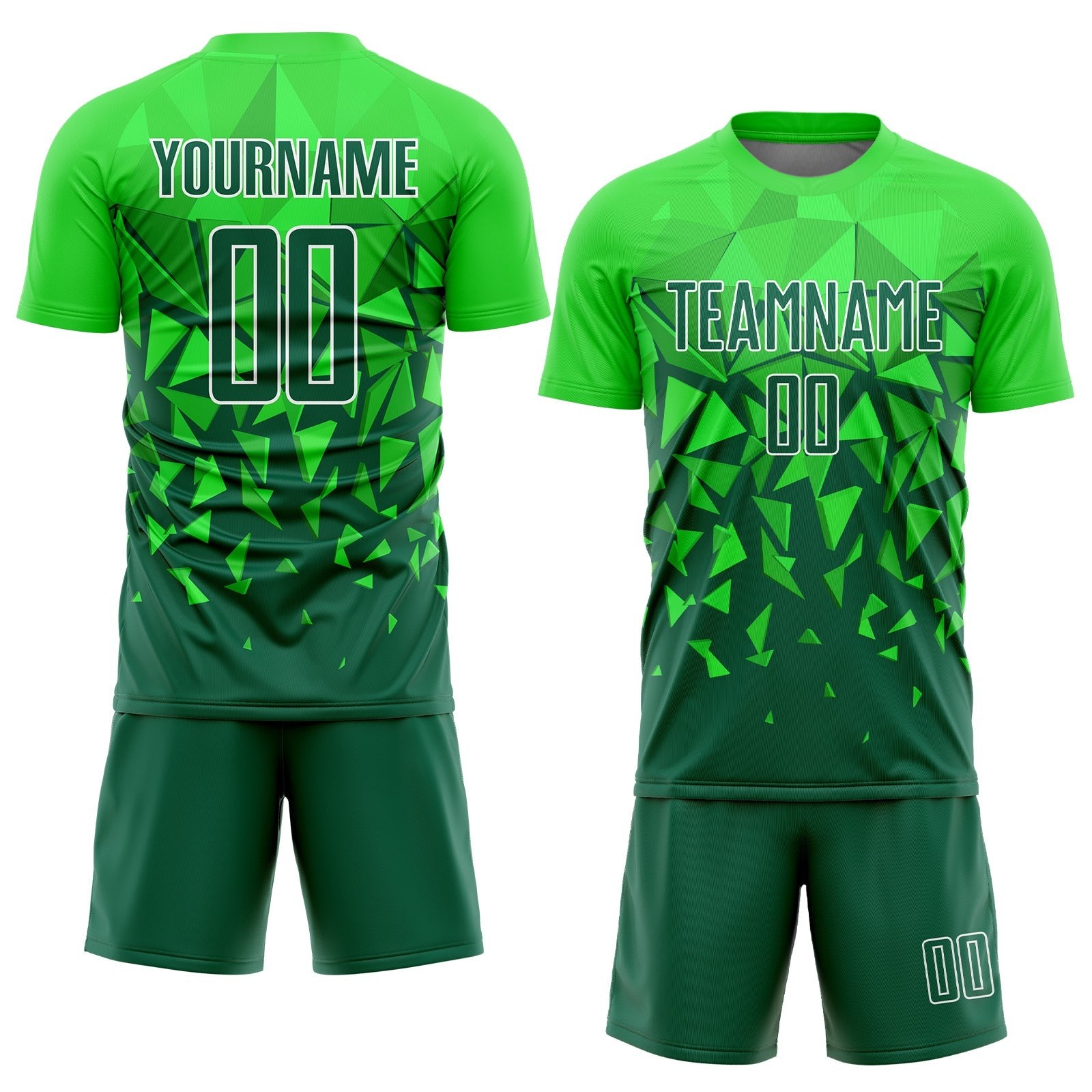 Custom Green Grass Green-White Sublimation Soccer Uniform Jersey photo 2