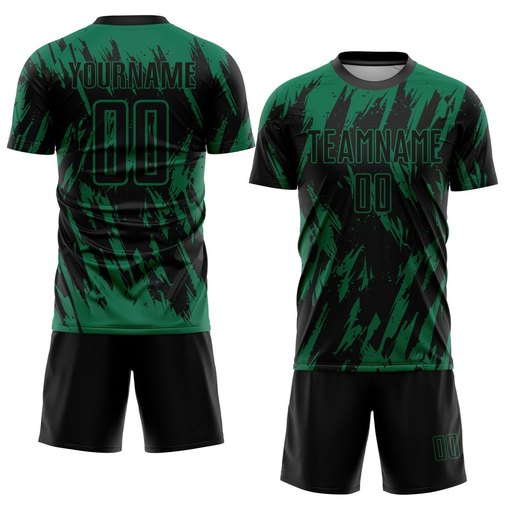 Custom Kelly Green Black Sublimation Soccer Uniform Jersey photo 2