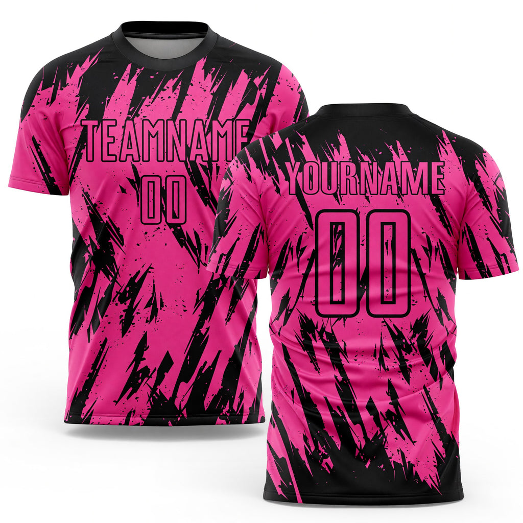 Custom Pink Black Sublimation Soccer Uniform Jersey