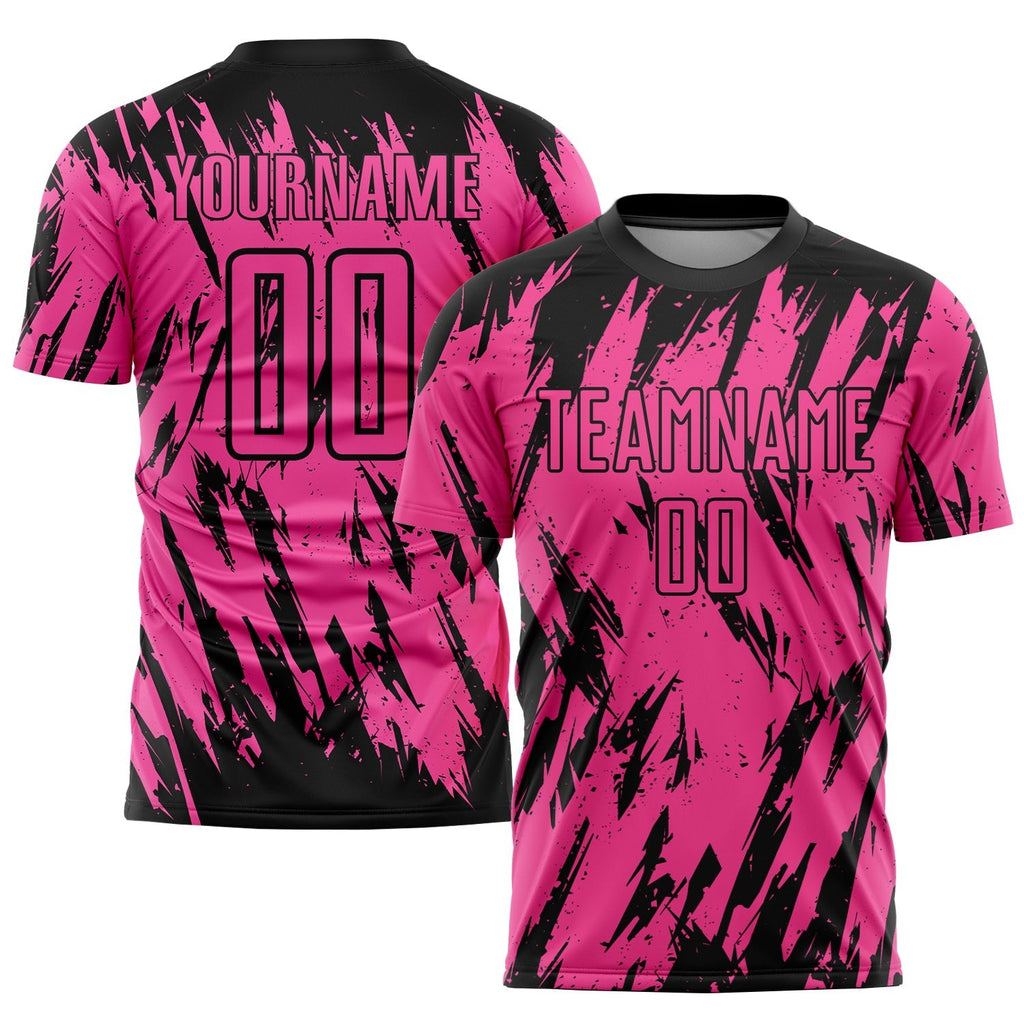 Custom Pink Black Sublimation Soccer Uniform Jersey photo 1