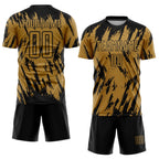 Custom Old Gold Black Sublimation Soccer Uniform Jersey photo 2