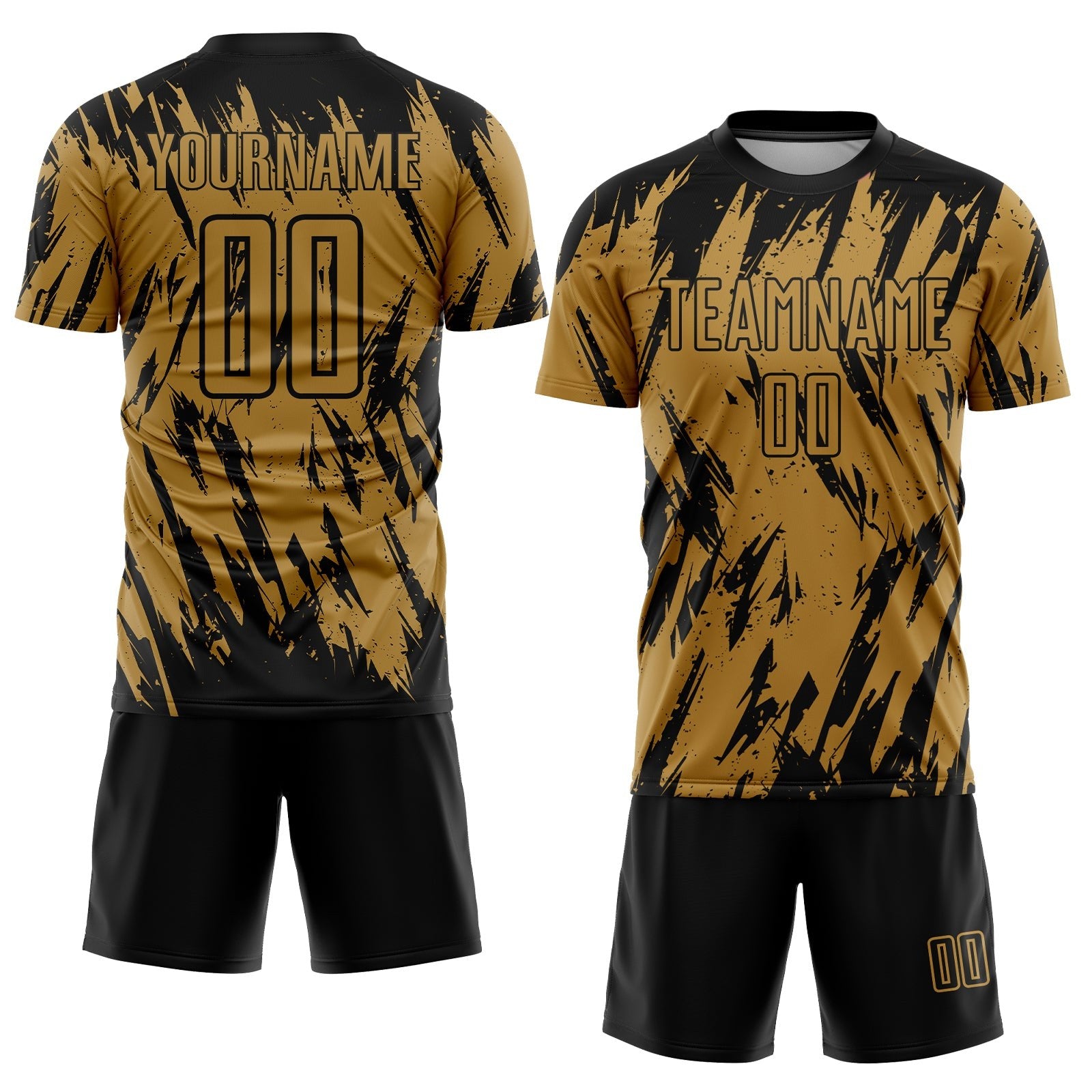 Custom Old Gold Black Sublimation Soccer Uniform Jersey photo 2