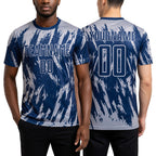 Custom Navy Gray Sublimation Soccer Uniform Jersey worn front and back