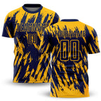 Custom Gold Navy Sublimation Soccer Uniform Jersey