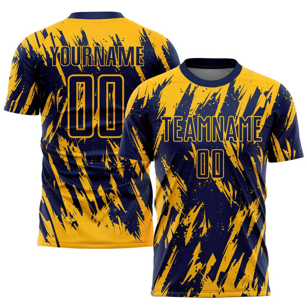 Custom Gold Navy Sublimation Soccer Uniform Jersey photo 1