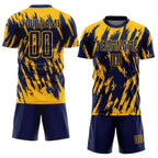 Custom Gold Navy Sublimation Soccer Uniform Jersey photo 2