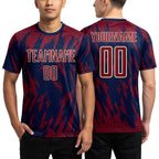 Custom Crimson Navy-City Cream Sublimation Soccer Uniform Jersey worn front and back