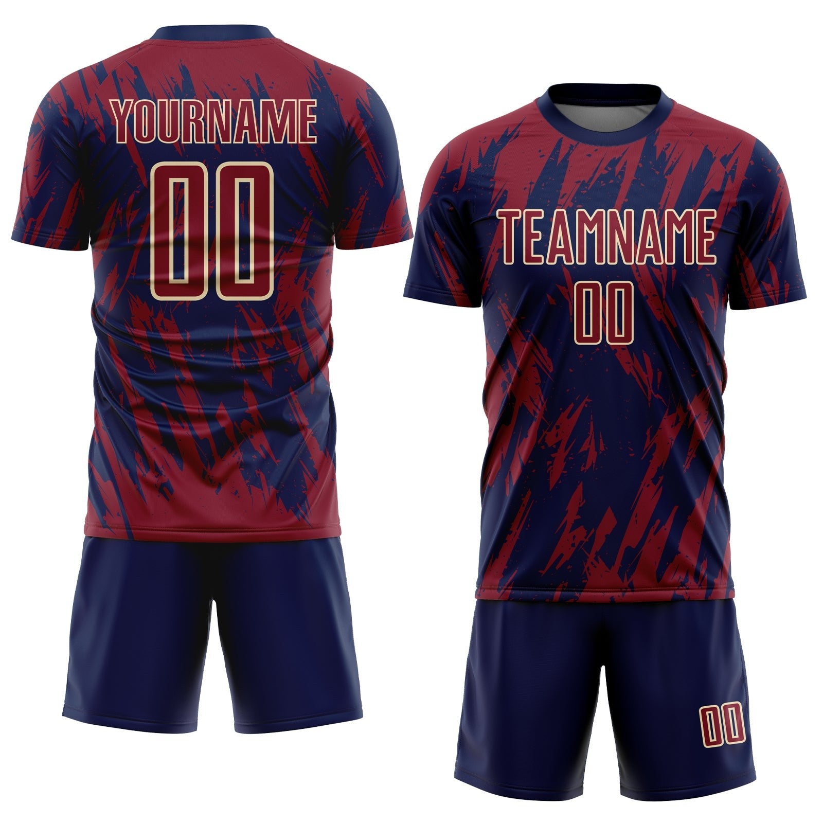 Custom Crimson Navy-City Cream Sublimation Soccer Uniform Jersey photo 2