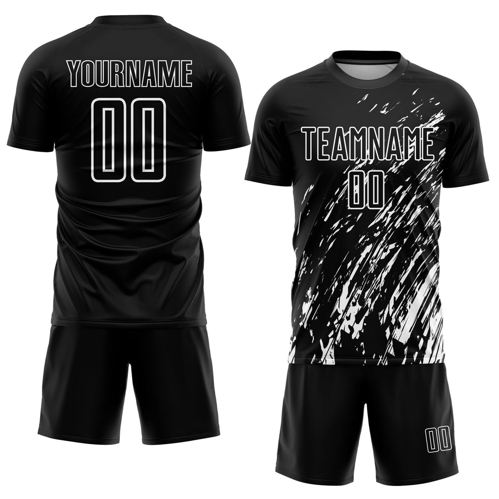 Custom Black White Sublimation Soccer Uniform Jersey photo 2