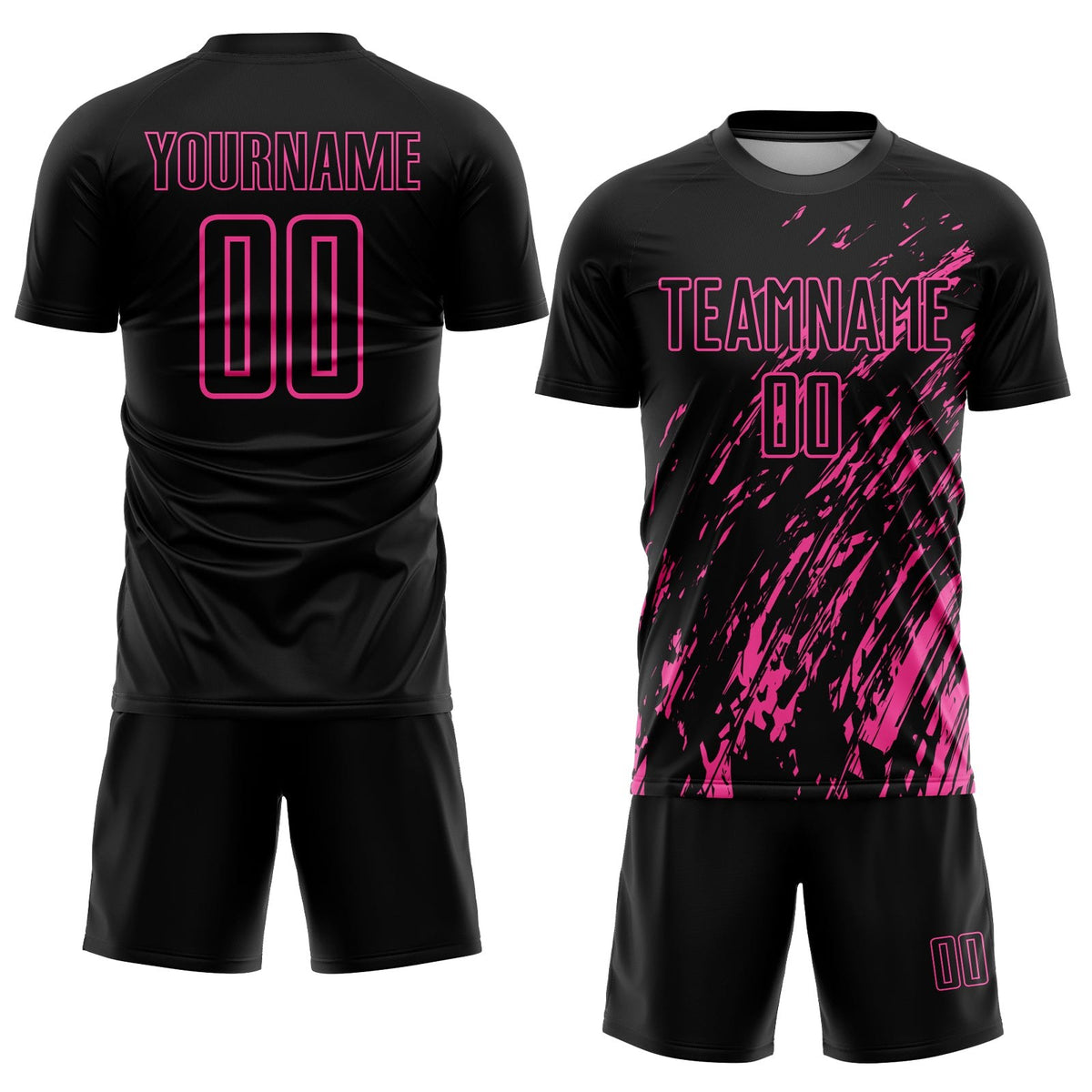 Custom Black Pink Sublimation Soccer Uniform Jersey photo 2