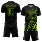 Custom Black Neon Green Sublimation Soccer Uniform Jersey photo 2