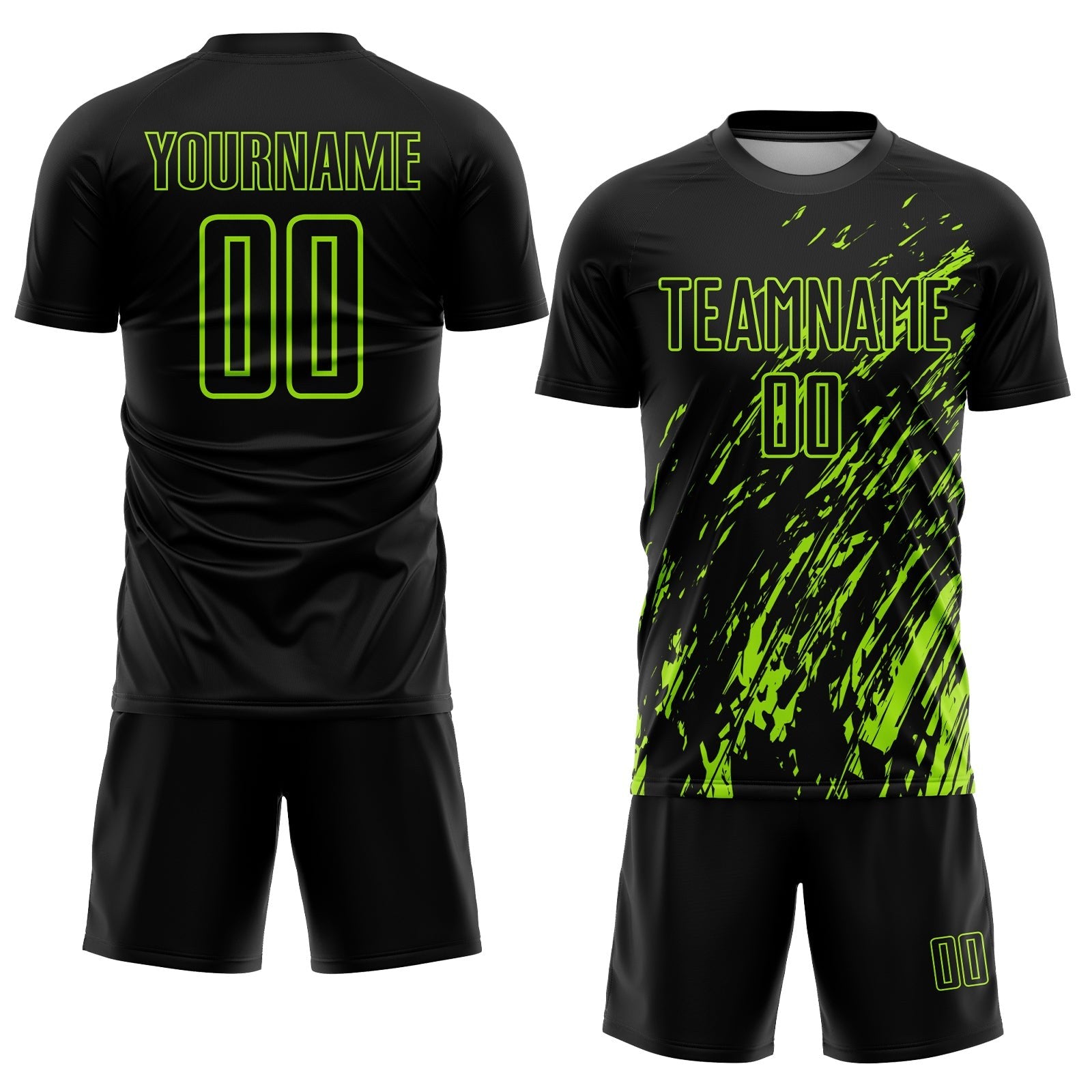 Custom Black Neon Green Sublimation Soccer Uniform Jersey photo 2