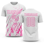 Custom White Pink Sublimation Soccer Uniform Jersey