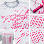 Custom White Pink Sublimation Soccer Uniform Jersey detail