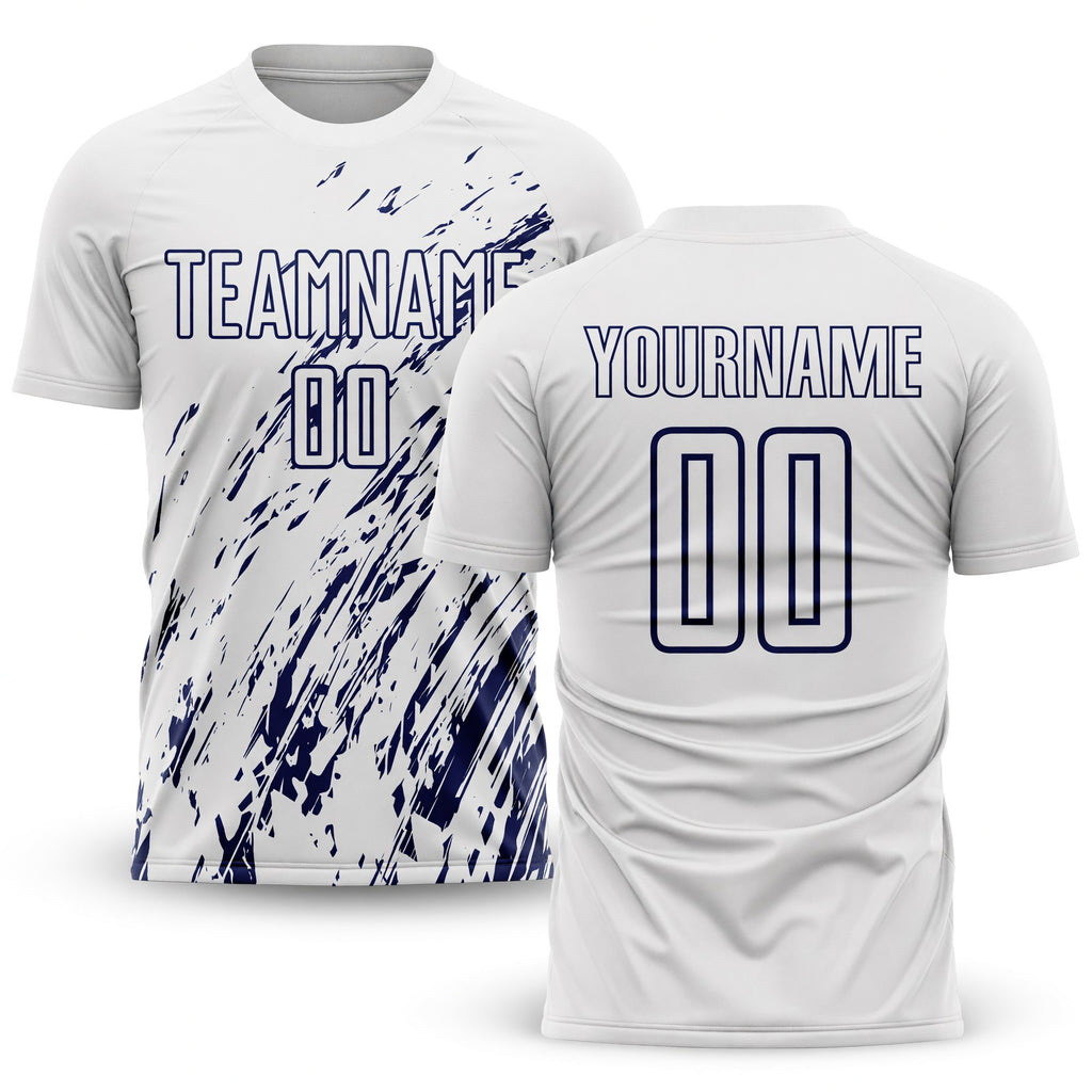 Custom White Navy Sublimation Soccer Uniform Jersey