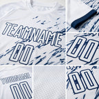 Custom White Navy Sublimation Soccer Uniform Jersey detail