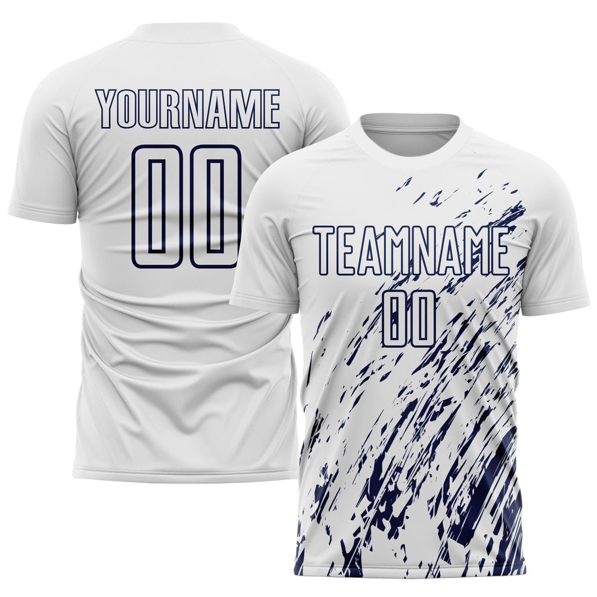 Custom White Navy Sublimation Soccer Uniform Jersey photo 1