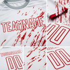 Custom White Red Sublimation Soccer Uniform Jersey detail