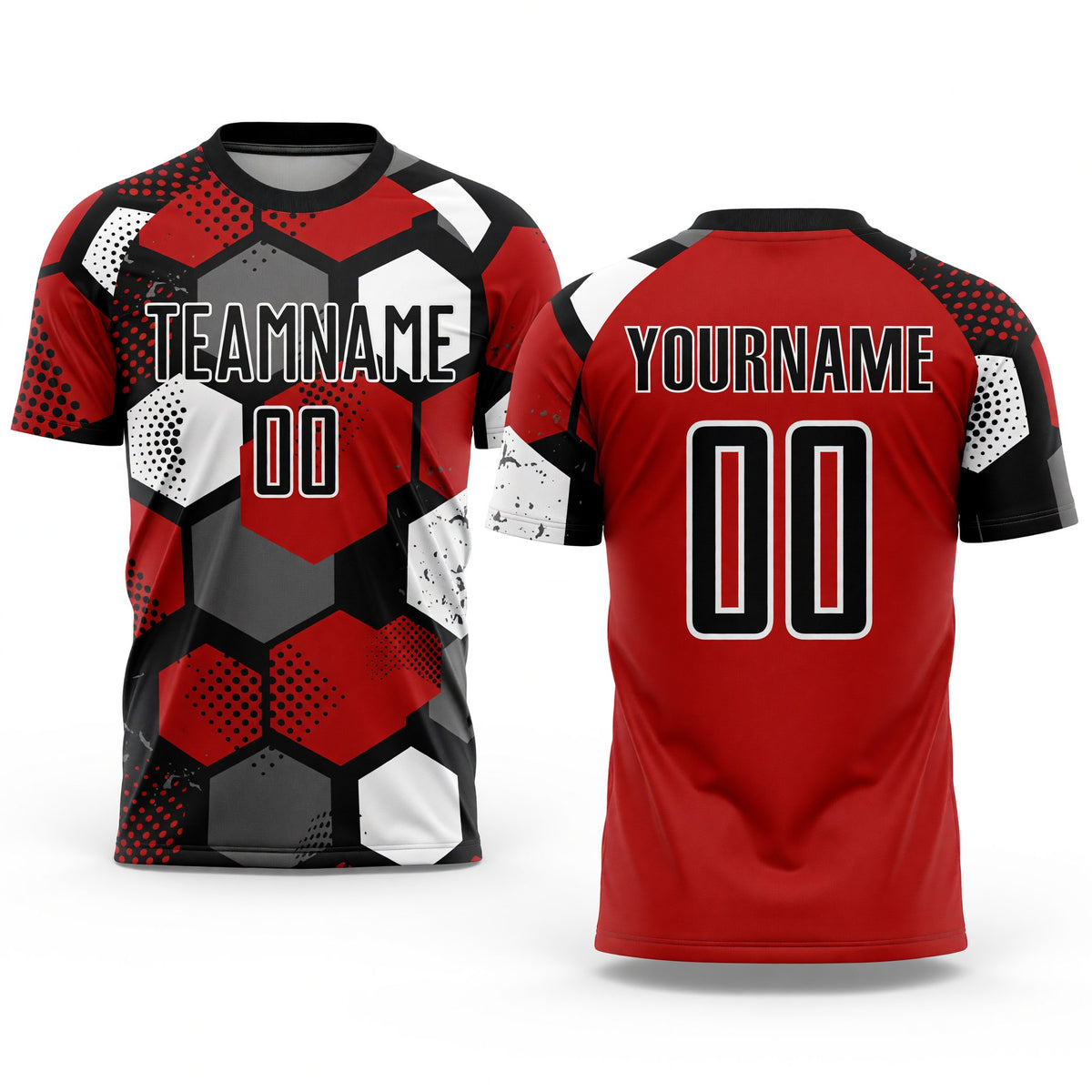 Custom Red Black-White Sublimation Soccer Uniform Jersey
