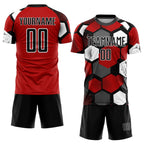 Custom Red Black-White Sublimation Soccer Uniform Jersey photo 2