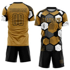 Custom Old Gold Black-White Sublimation Soccer Uniform Jersey photo 2