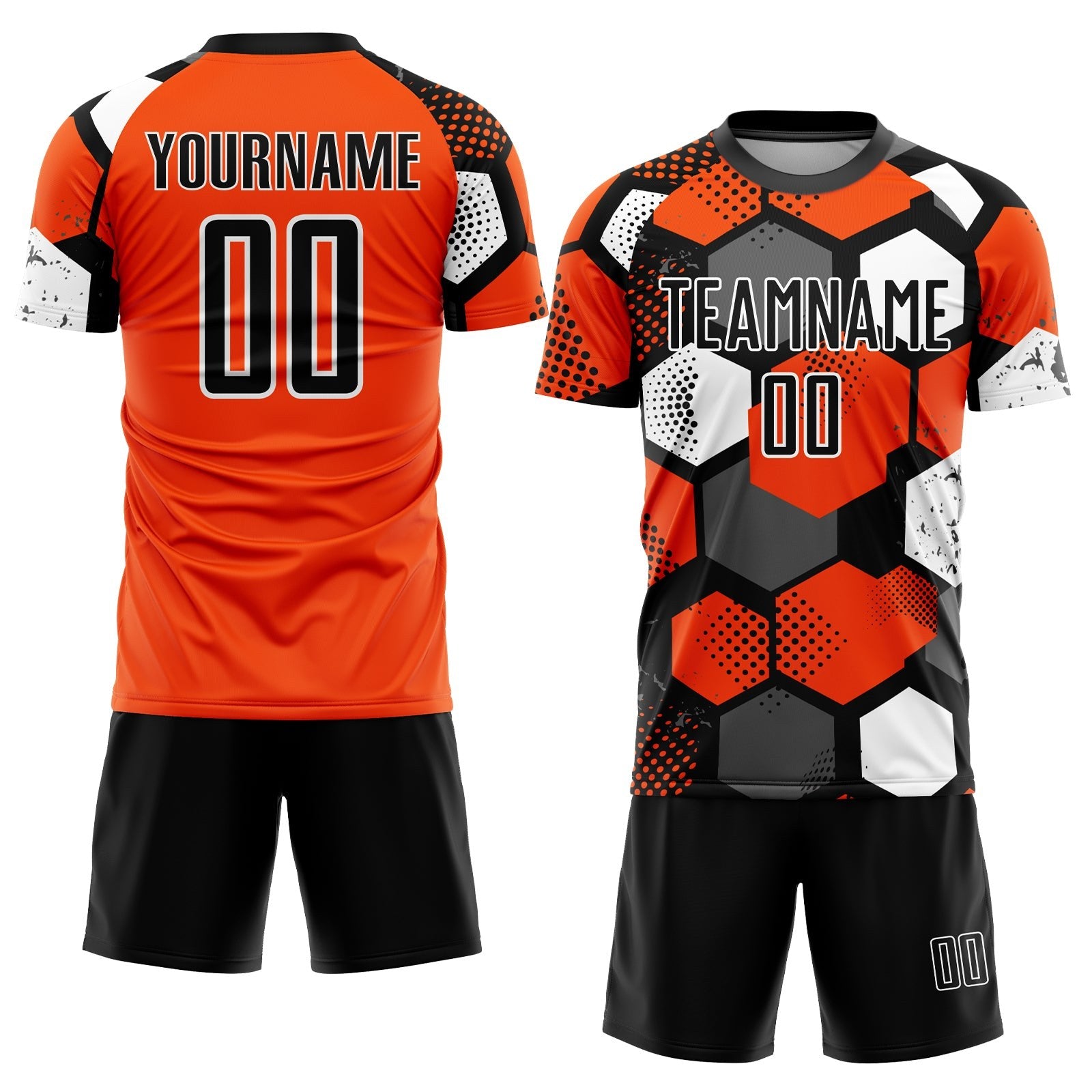 Custom Orange Black-White Sublimation Soccer Uniform Jersey photo 2