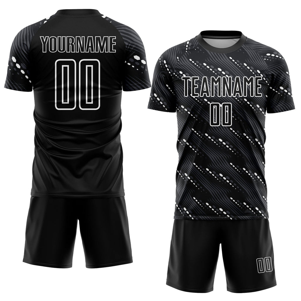 Custom Black White Sublimation Soccer Uniform Jersey photo 2