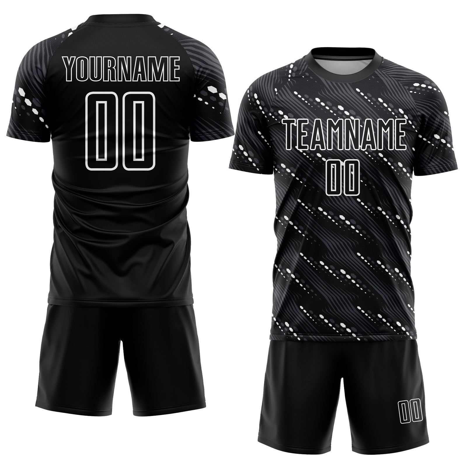 Custom Black White Sublimation Soccer Uniform Jersey photo 2