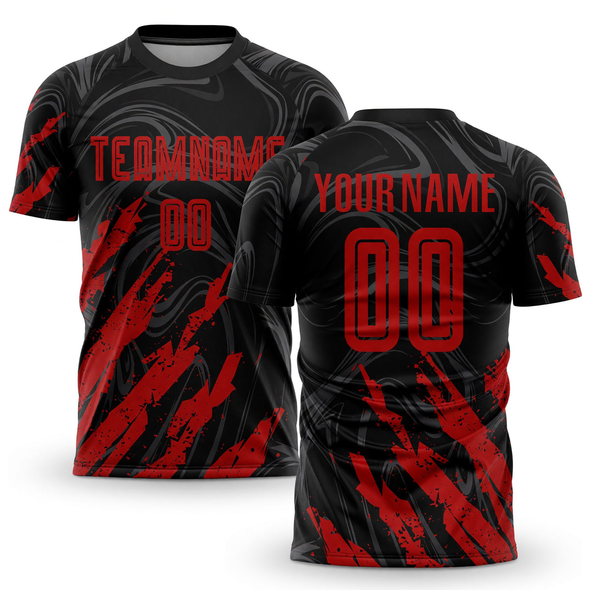 Custom Black Red Sublimation Soccer Uniform Jersey
