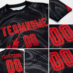 Custom Black Red Sublimation Soccer Uniform Jersey detail