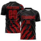 Custom Black Red Sublimation Soccer Uniform Jersey photo 1
