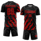 Custom Black Red Sublimation Soccer Uniform Jersey photo 2