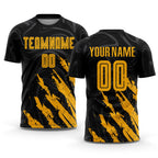 Custom Black Gold Sublimation Soccer Uniform Jersey