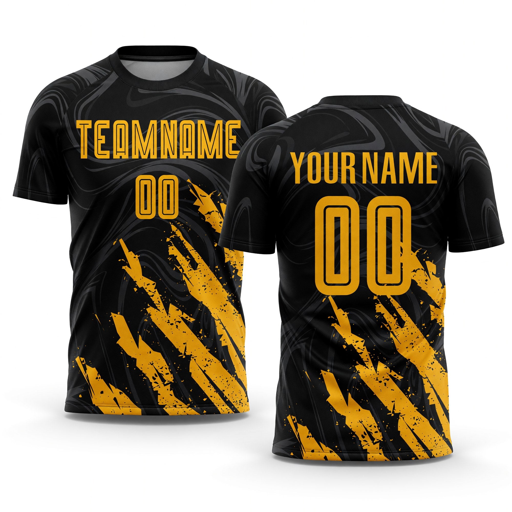 Custom Black Gold Sublimation Soccer Uniform Jersey