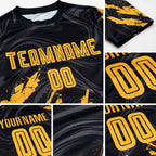 Custom Black Gold Sublimation Soccer Uniform Jersey detail
