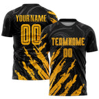 Custom Black Gold Sublimation Soccer Uniform Jersey photo 1