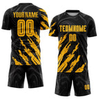 Custom Black Gold Sublimation Soccer Uniform Jersey photo 2