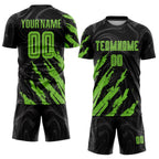 Custom Black Neon Green Sublimation Soccer Uniform Jersey photo 2
