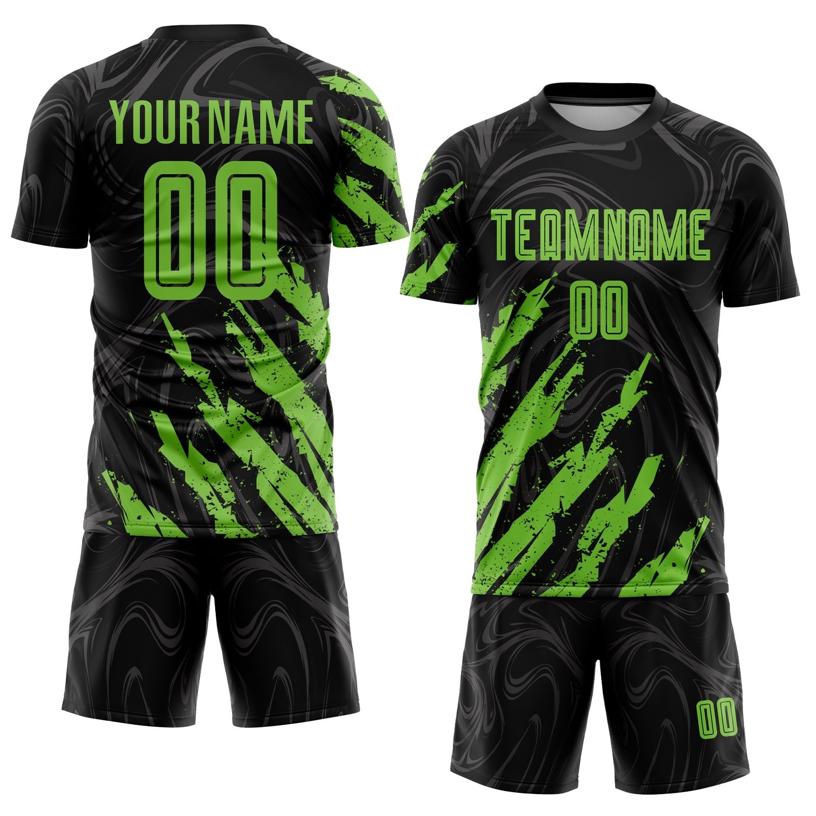 Custom Black Neon Green Sublimation Soccer Uniform Jersey photo 2