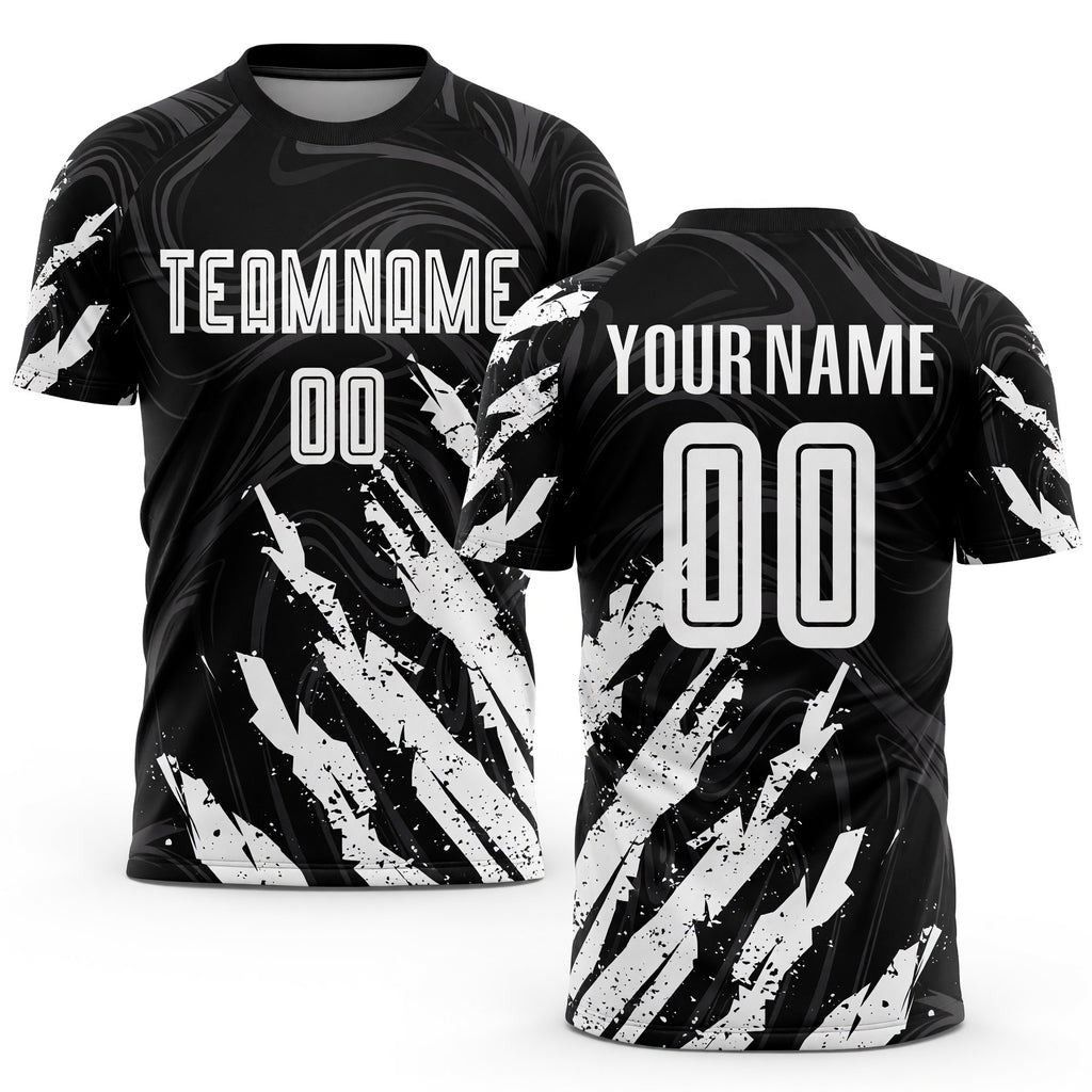 Custom Black White Sublimation Soccer Uniform Jersey
