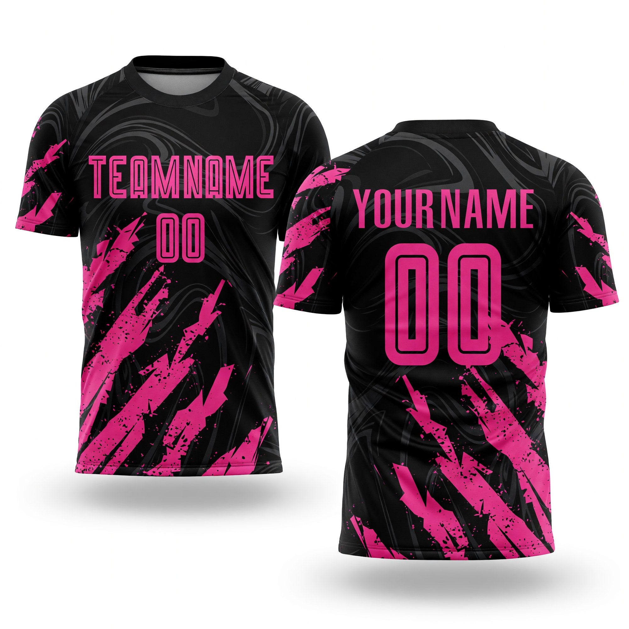 Custom Black Pink Sublimation Soccer Uniform Jersey