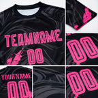 Custom Black Pink Sublimation Soccer Uniform Jersey detail