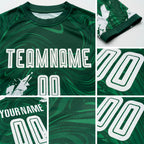 Custom Kelly Green White Sublimation Soccer Uniform Jersey detail