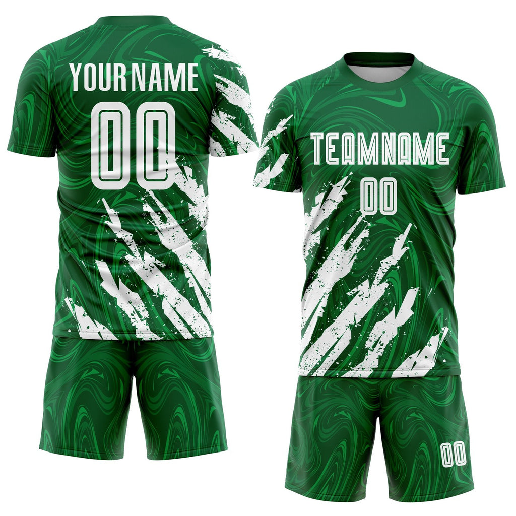 Custom Kelly Green White Sublimation Soccer Uniform Jersey photo 2