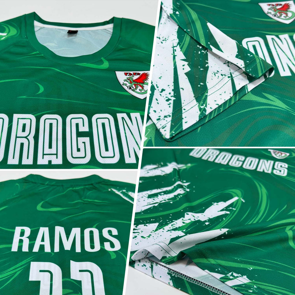 Custom Kelly Green White Sublimation Soccer Uniform Jersey photo 3