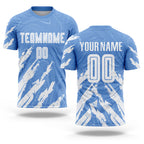 Custom Light Blue White Sublimation Soccer Uniform Jersey