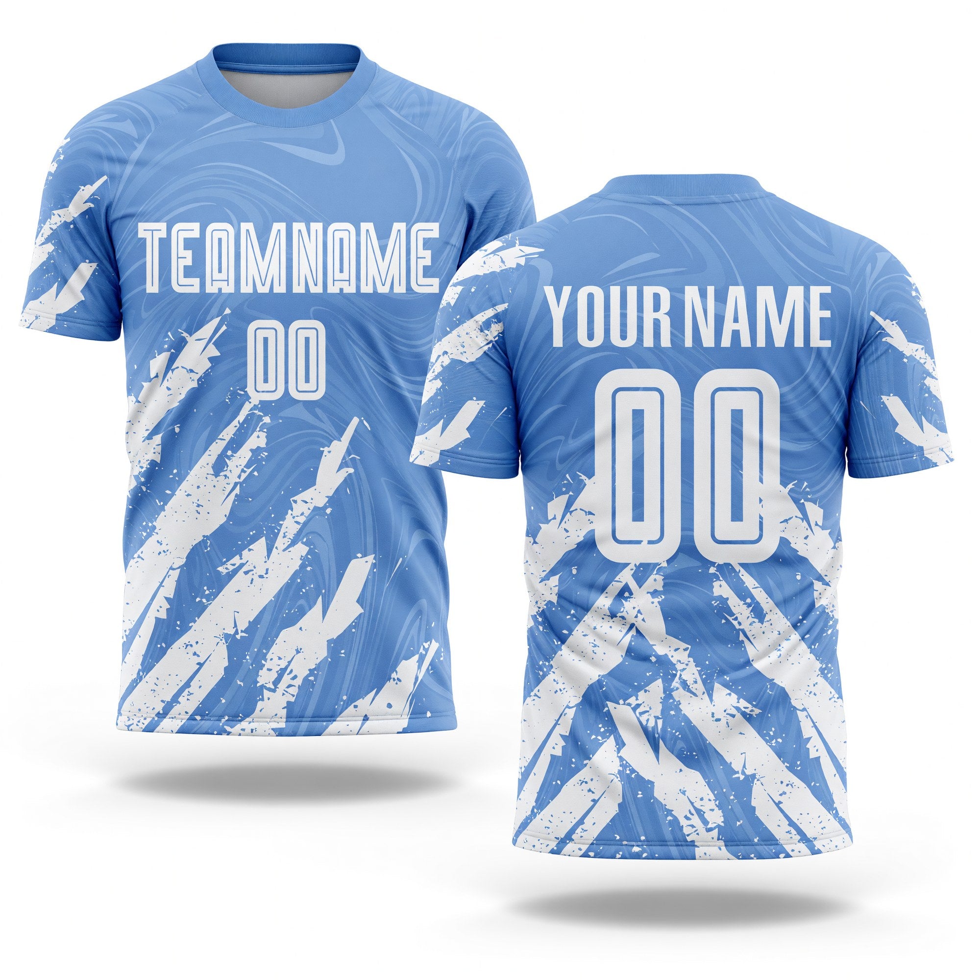 Custom Light Blue White Sublimation Soccer Uniform Jersey