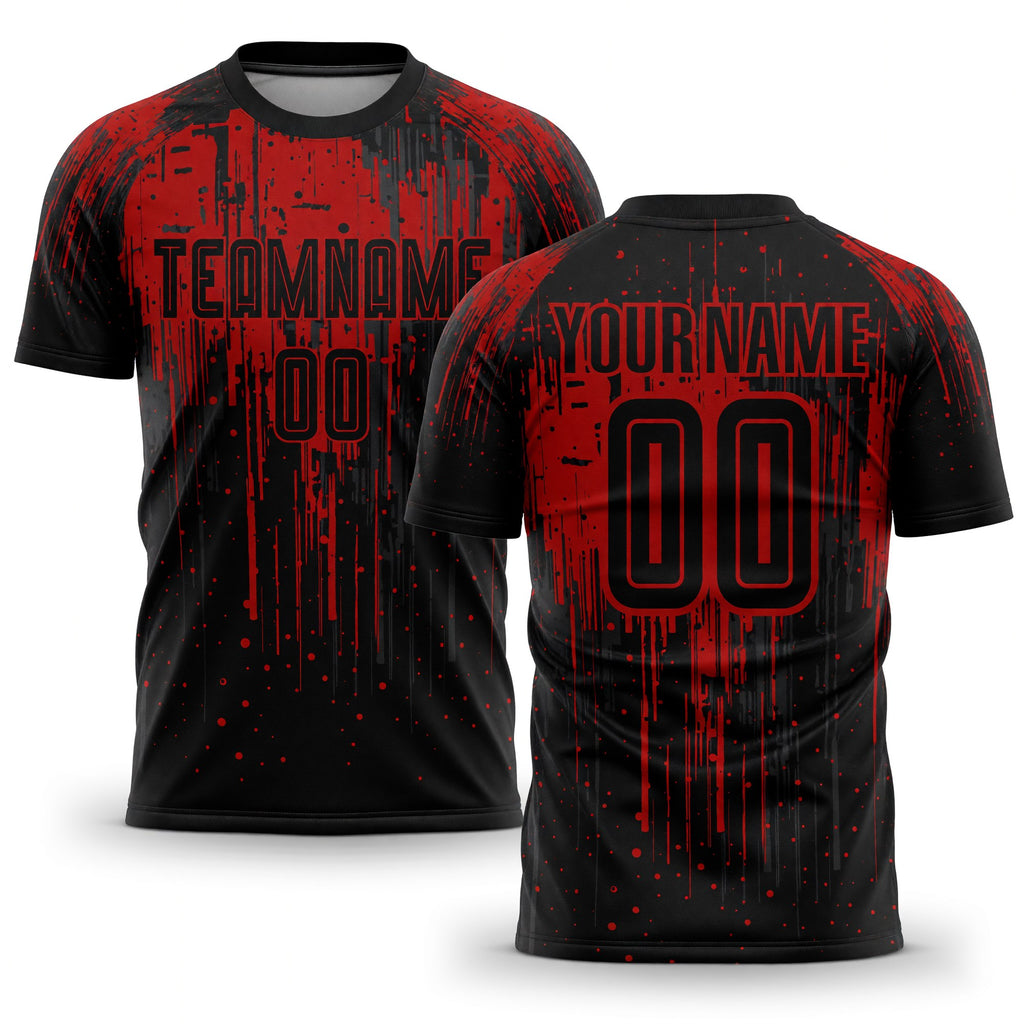 Custom Red Black Sublimation Soccer Uniform Jersey