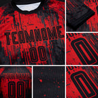 Custom Red Black Sublimation Soccer Uniform Jersey detail